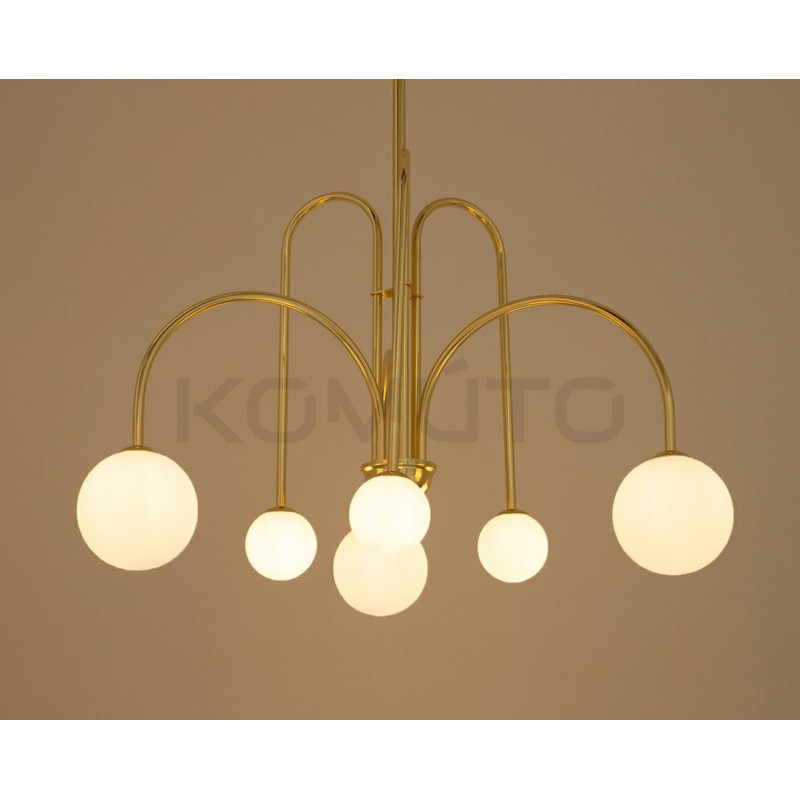 Lampa wisząca glamour NERI złota białe klosze do salonu