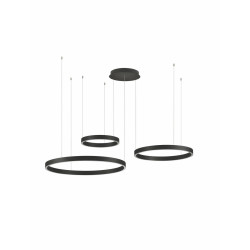 Lampa wisząca Black Ring – 3 czarne okręgi LED
