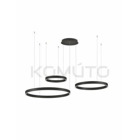 Lampa wisząca Black Ring – 3 czarne okręgi LED