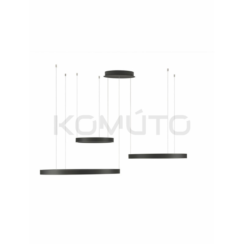 Lampa wisząca Black Ring – 3 czarne okręgi LED