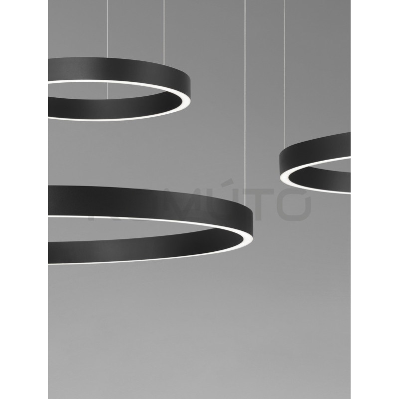 Lampa wisząca Black Ring – 3 czarne okręgi LED
