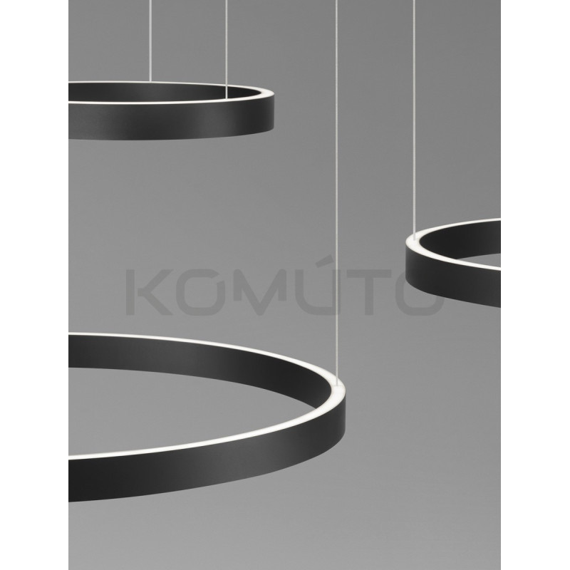 Lampa wisząca Black Ring – 3 czarne okręgi LED