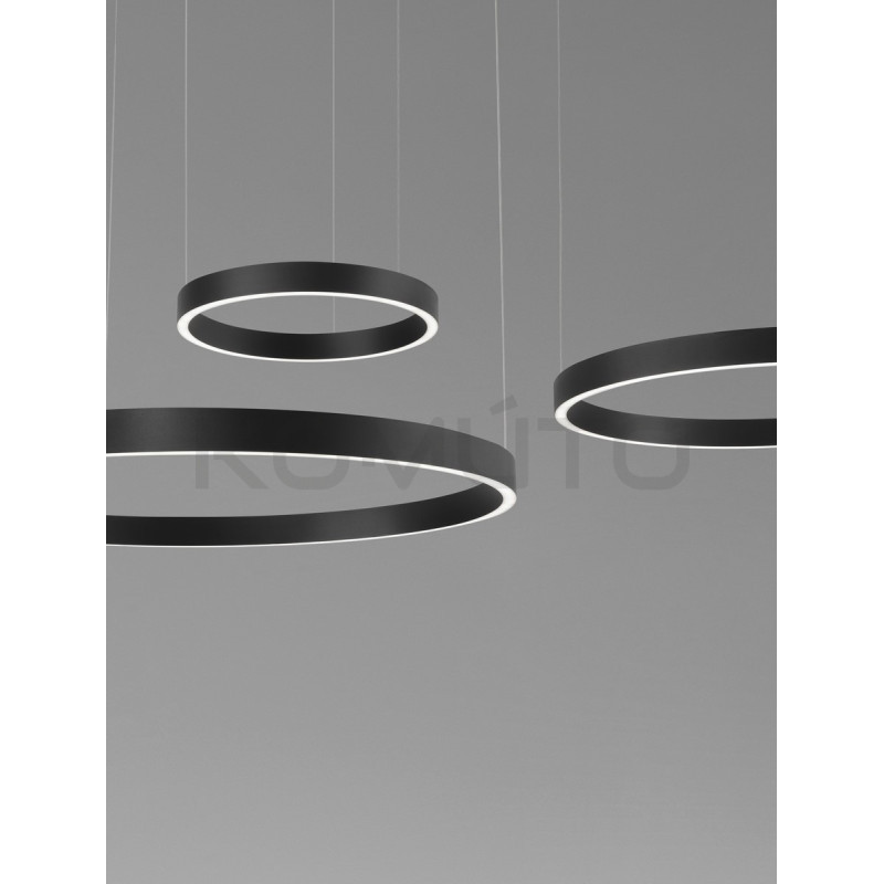 Lampa wisząca Black Ring – 3 czarne okręgi LED
