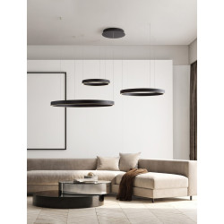 Lampa wisząca Black Ring – 3 czarne okręgi LED
