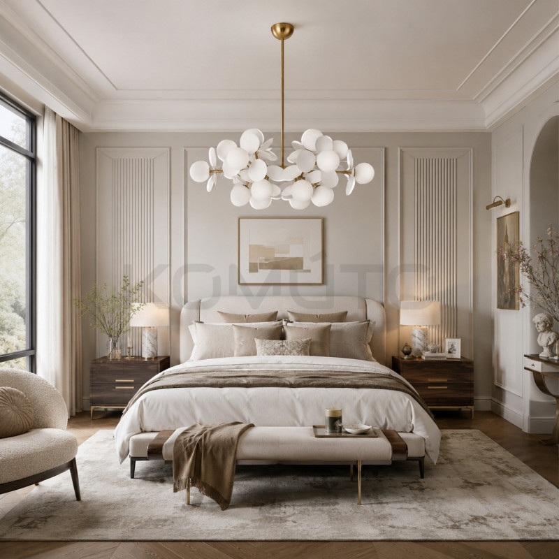 Lampa CHIC-6 złoto-biała Ø 90 cm – artystyczna forma