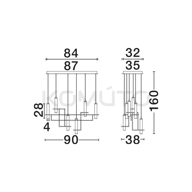 NEXO 6 – designerska lampa wisząca LED 90 cm