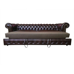 Sofa Chesterfield March Rem w skórze z funkcją spania