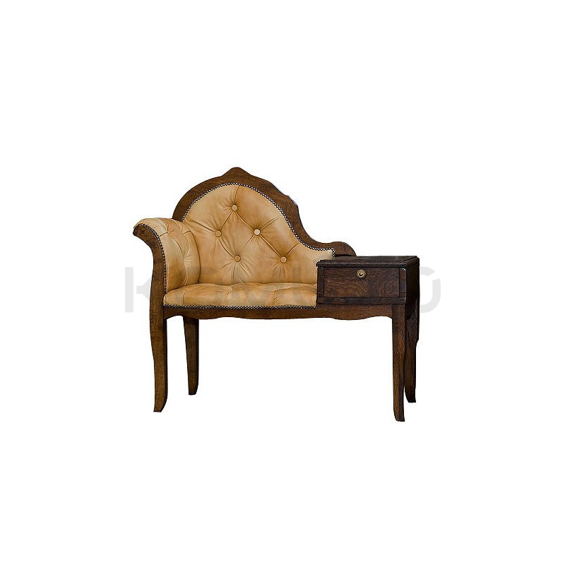 Stylowa Ławeczka Chesterfield z szufladą to telefoniera pikowana Stylowa Ławeczka Chesterfield z szufladą to telefoniera pikowana