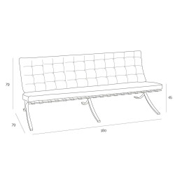 Sofa Inspirowana Barcelona BA skóra naturalna 3 osobowa Sofa Inspirowana Barcelona BA skóra naturalna 3 osobowa