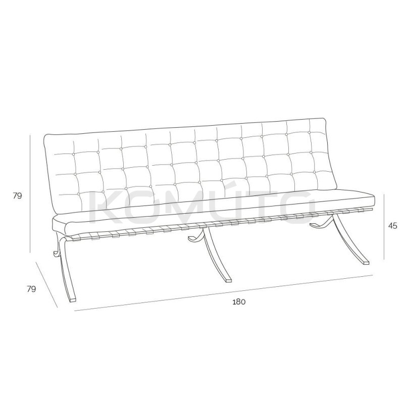 Sofa Inspirowana Barcelona BA skóra naturalna 3 osobowa Sofa Inspirowana Barcelona BA skóra naturalna 3 osobowa
